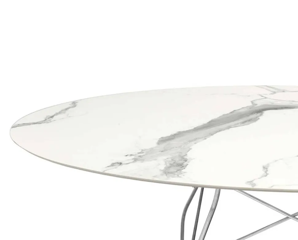 Glossy Matbord 192x118 | Vit skiva, kromben