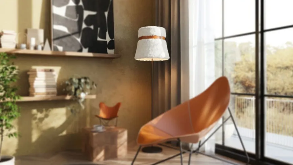 Glowing Ice Golvlampa | 40 cm | Ocean Blue leather