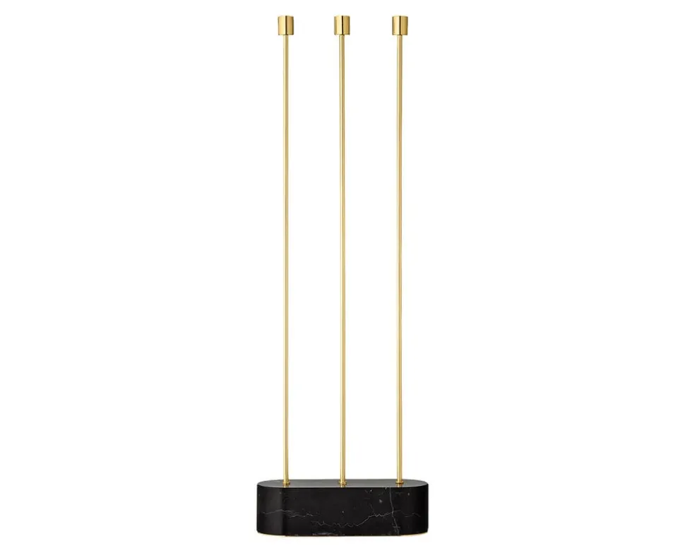 Grasil Golvljusstake | Svart Marmor/ Guld