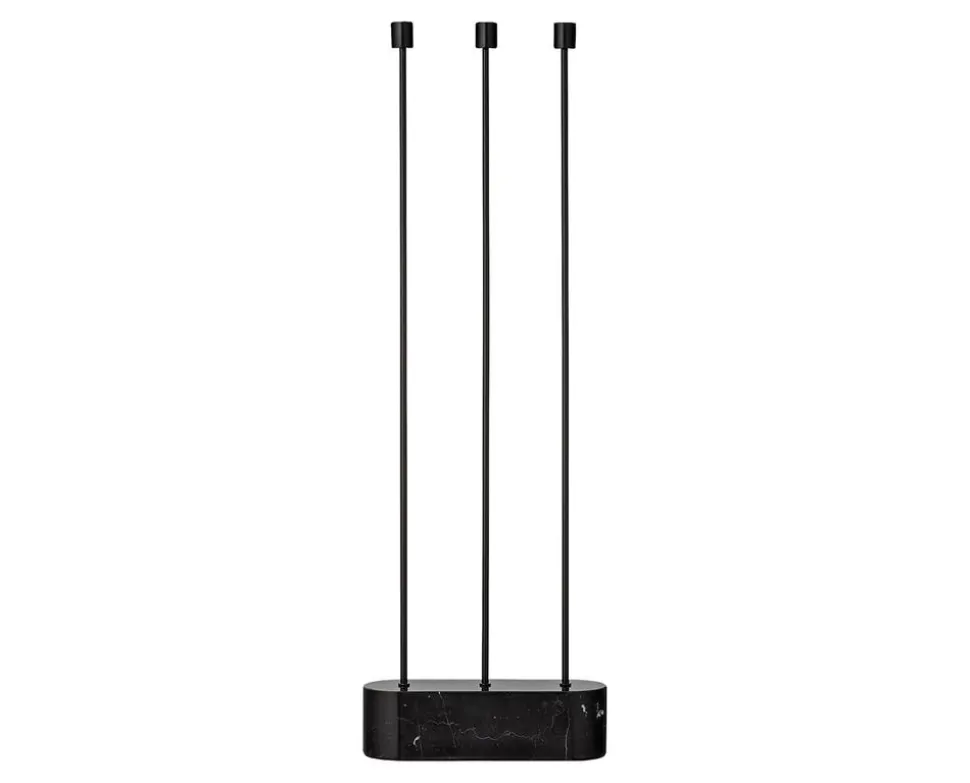 Grasil Golvljusstake | Svart Marmor/ Svart