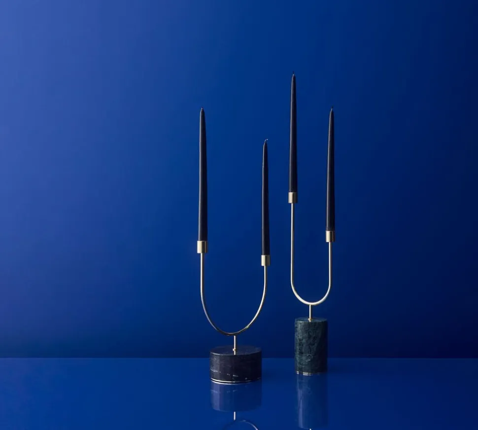Grasil Ljusstake | Svart Marmor/ Guld