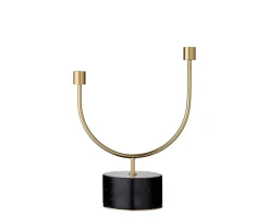 Grasil Ljusstake | Svart Marmor/ Guld