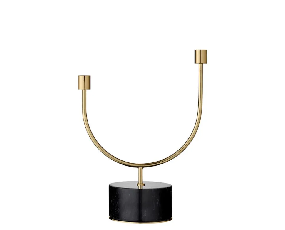 Grasil Ljusstake | Svart Marmor/ Guld