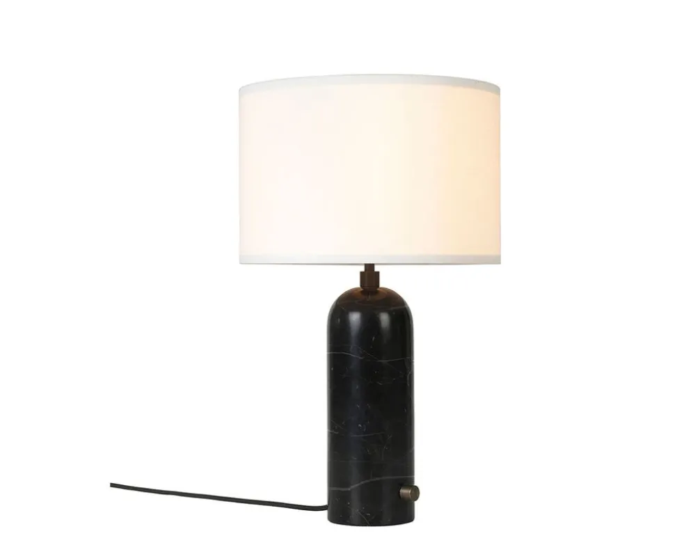 Gravity Bordslampa Small | Svart Marmor, Vit