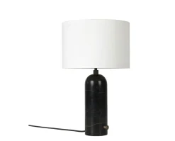 Gravity Bordslampa Small | Svart Marmor, Vit