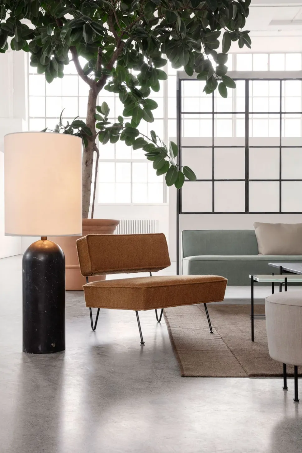 Gravity Golvlampa XL Hög | Grå Marmor, Canvas