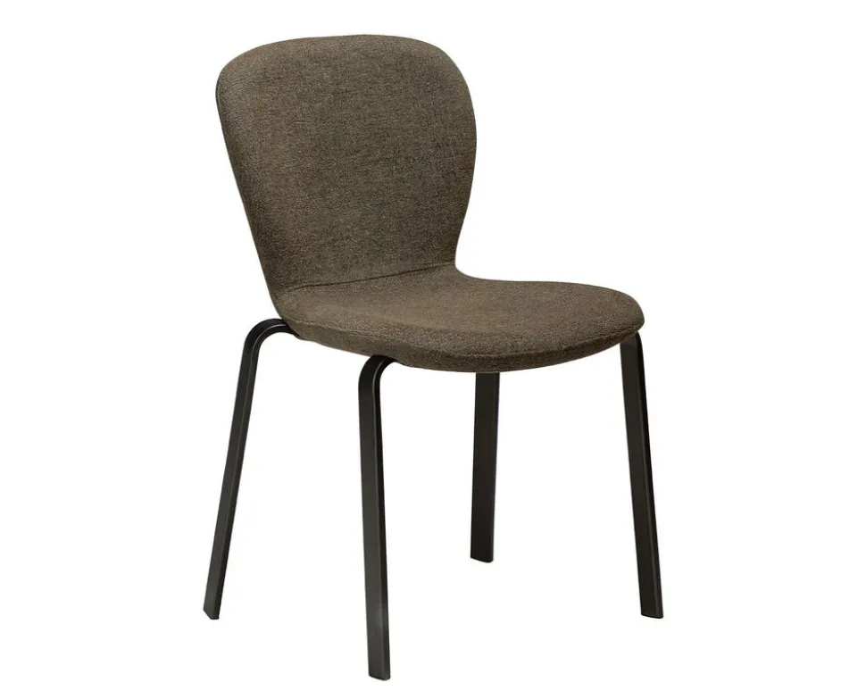 Heap Stol | Dark Olive Bouclé/Antique Pewter
