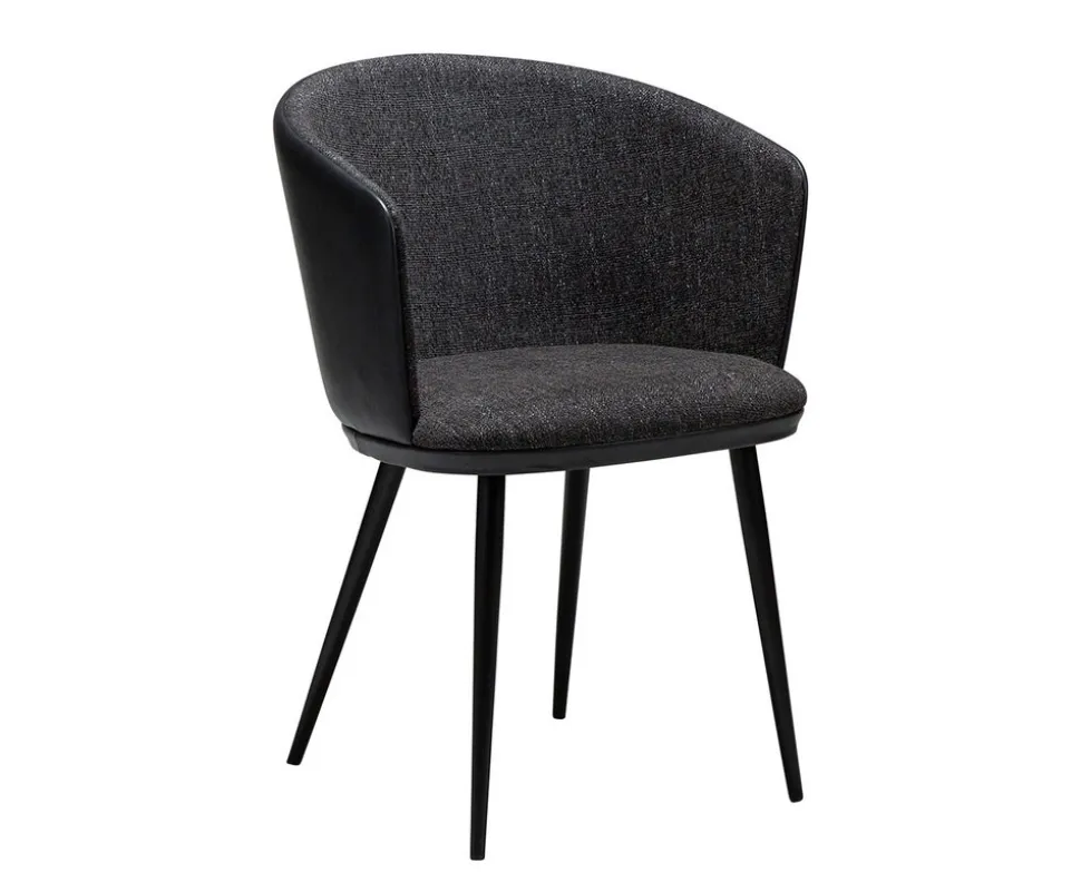 Hey Karmstol | Raven Black Bouclé | Svart Konstläder