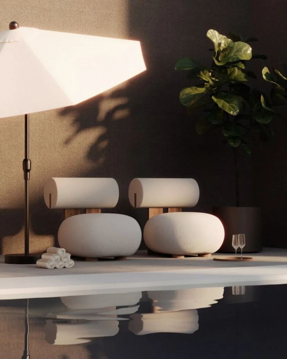 Hippo Lounge Chair Outdoor | Sunbrella Savane Whisper