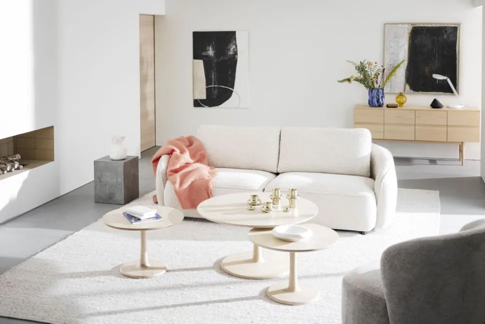 Hobart Soffbord | Ø60 | Vitpigmenterad Ek