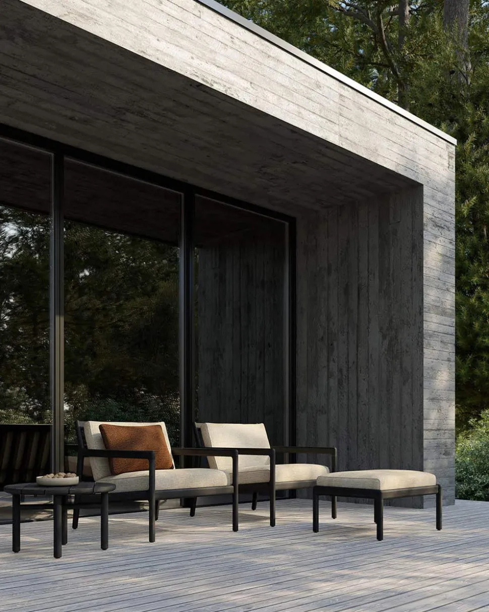 Jack Outdoor Loungefåtölj | Svartlackad, Natural