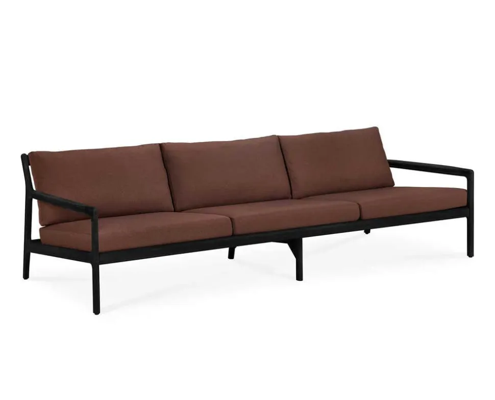 Jack Outdoor 3-sits Soffa | Svartlackad Teak, Burgundy