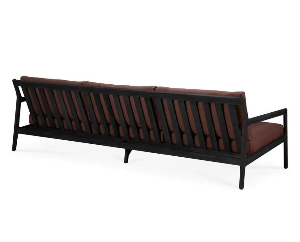 Jack Outdoor 3-sits Soffa | Svartlackad Teak, Burgundy