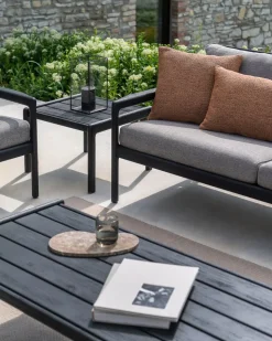 Jack Outdoor 2-sits Soffa | Svartlackad Teak, Mocha