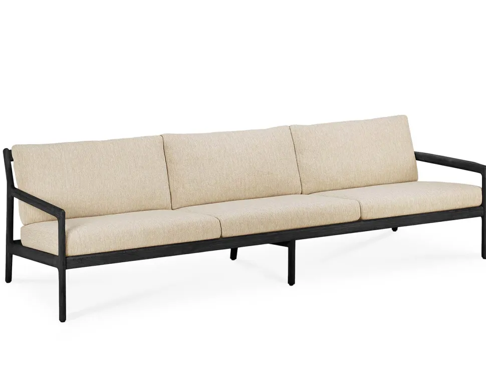 Jack Outdoor 3-sits Soffa | Svartlackad Teak, Natural