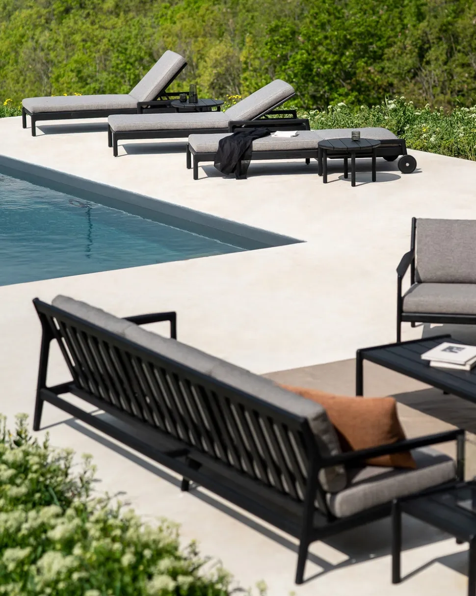 Jack Outdoor 3-sits Soffa | Svartlackad Teak, Natural