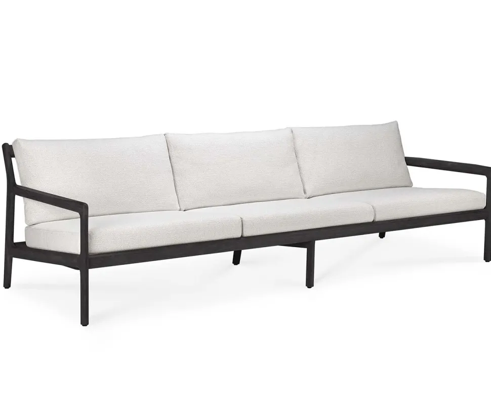 Jack Outdoor 3-sits Soffa | Svartlackad Teak, Off White