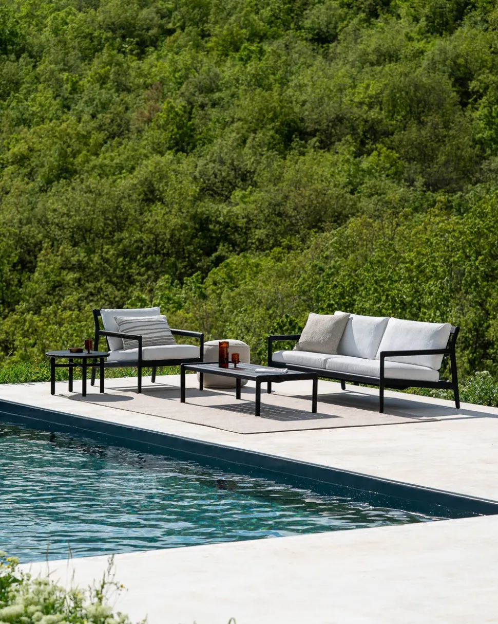 Jack Outdoor 2-sits Soffa | Svartlackad Teak, Off White