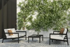 Jack Outdoor 2-sits Soffa | Svartlackad Teak, Off White