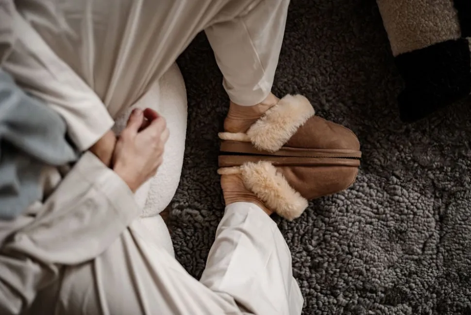 Jessica Fårskinnstofflor Stone | Storlek 36