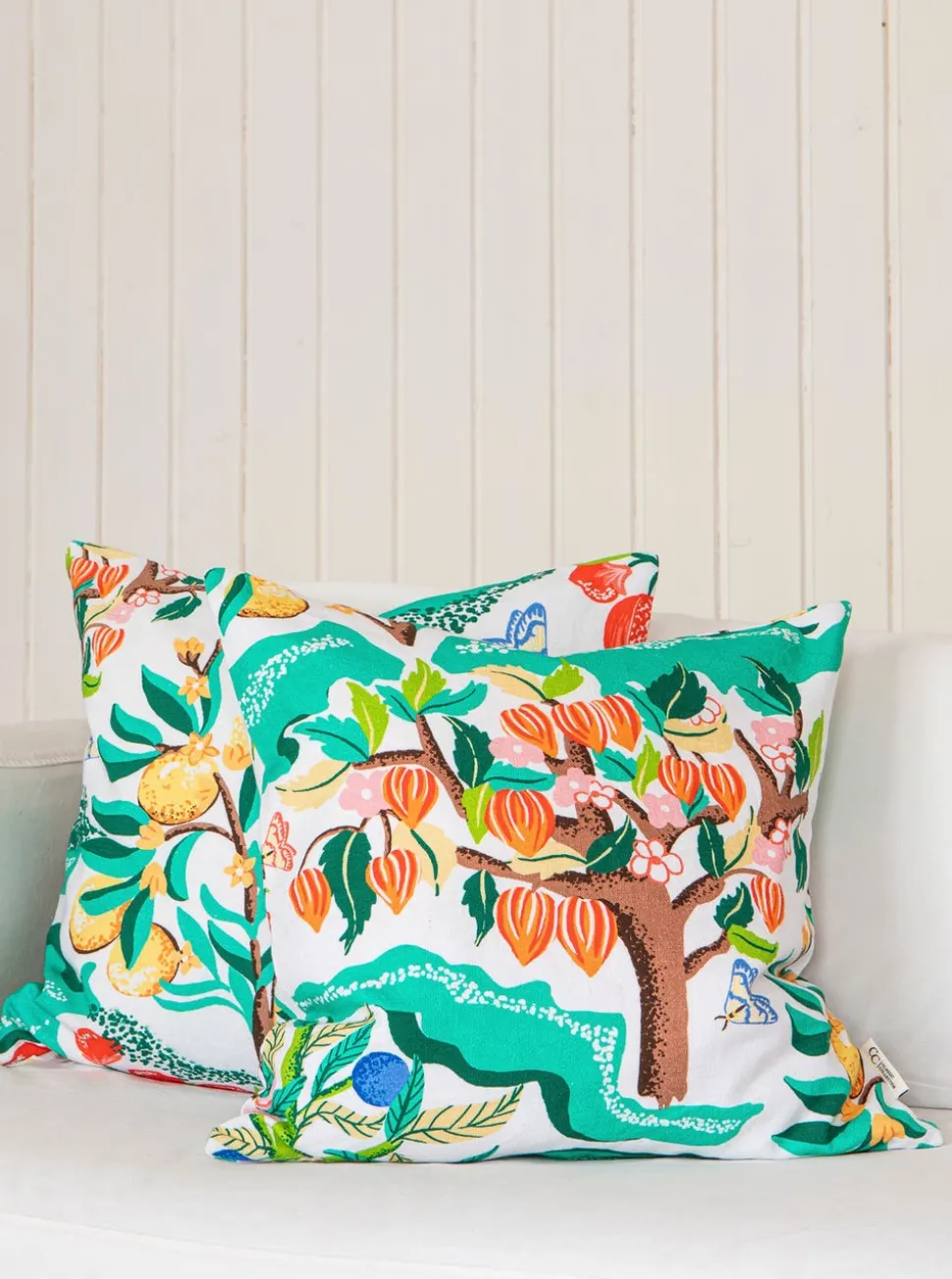 Kuddfodral Botanical Cherry Vit