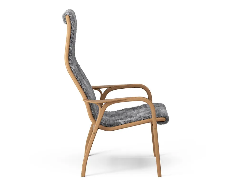 Lamino fåtölj Lackad bok | Fårskinn Scandinavian Grey