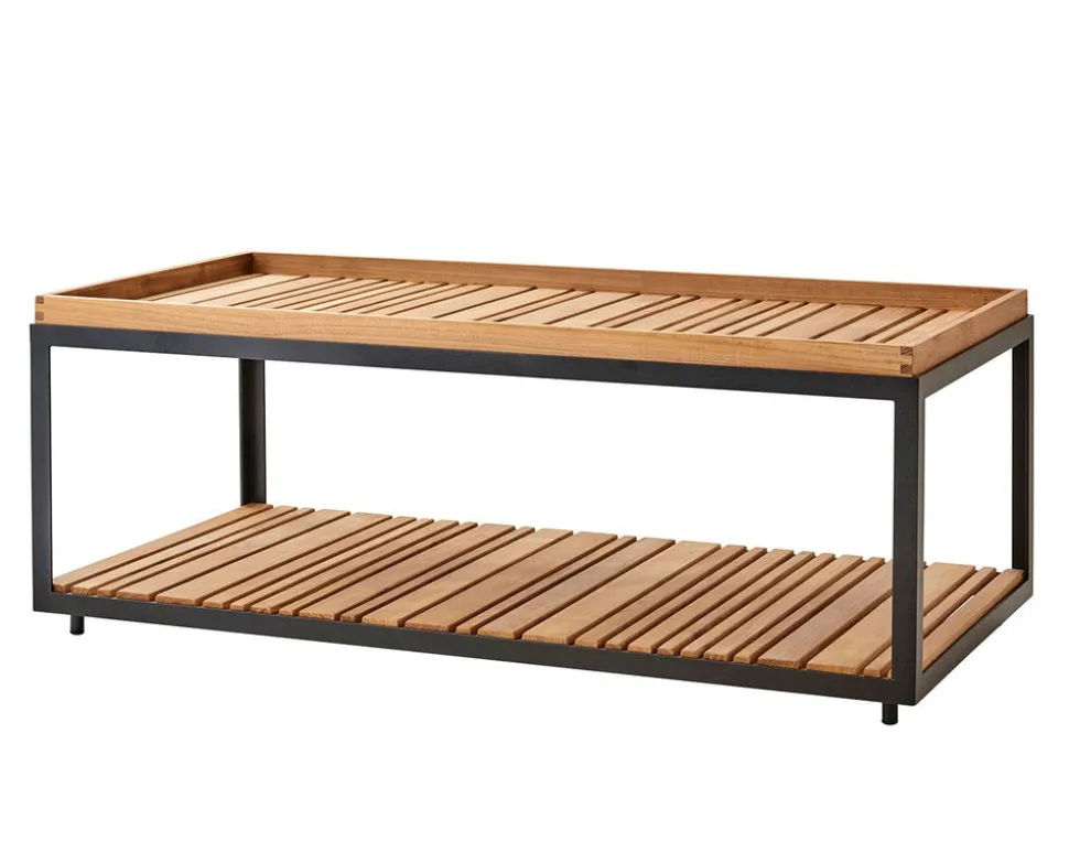 Level Soffbord Rektangulärt | Lavagrå | Teak