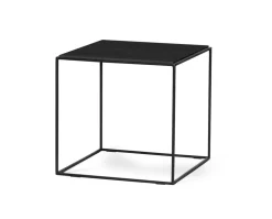 Lime Soffbord 50x50 | Svartbetsad ask | Svart metall