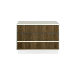 Line Byrå Burned Walnut/ White | 3 Lådor med Sockel