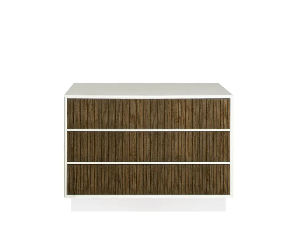 Line Byrå Burned Walnut/ White | 3 Lådor med Sockel