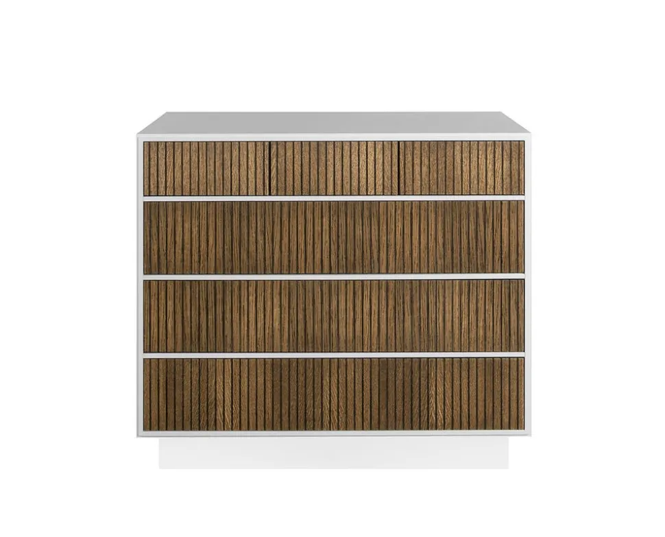 Line Byrå Burned Walnut/ White | 3+3 Lådor med Sockel