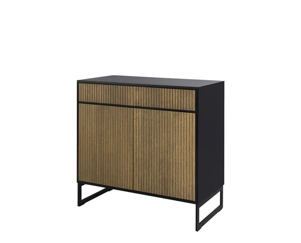 Line Skänk Burned Walnut/ Black | 2 Dörrar 2 Lådor