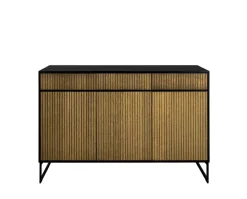 Line Skänk Burned Walnut/ Black | 3 Dörrar 3 Lådor