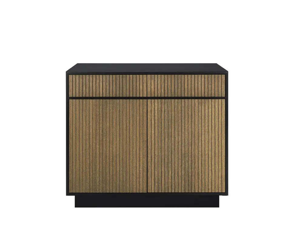 Line Skänk Burned Walnut/ Black | 2 Dörrar 2 Lådor med Sockel
