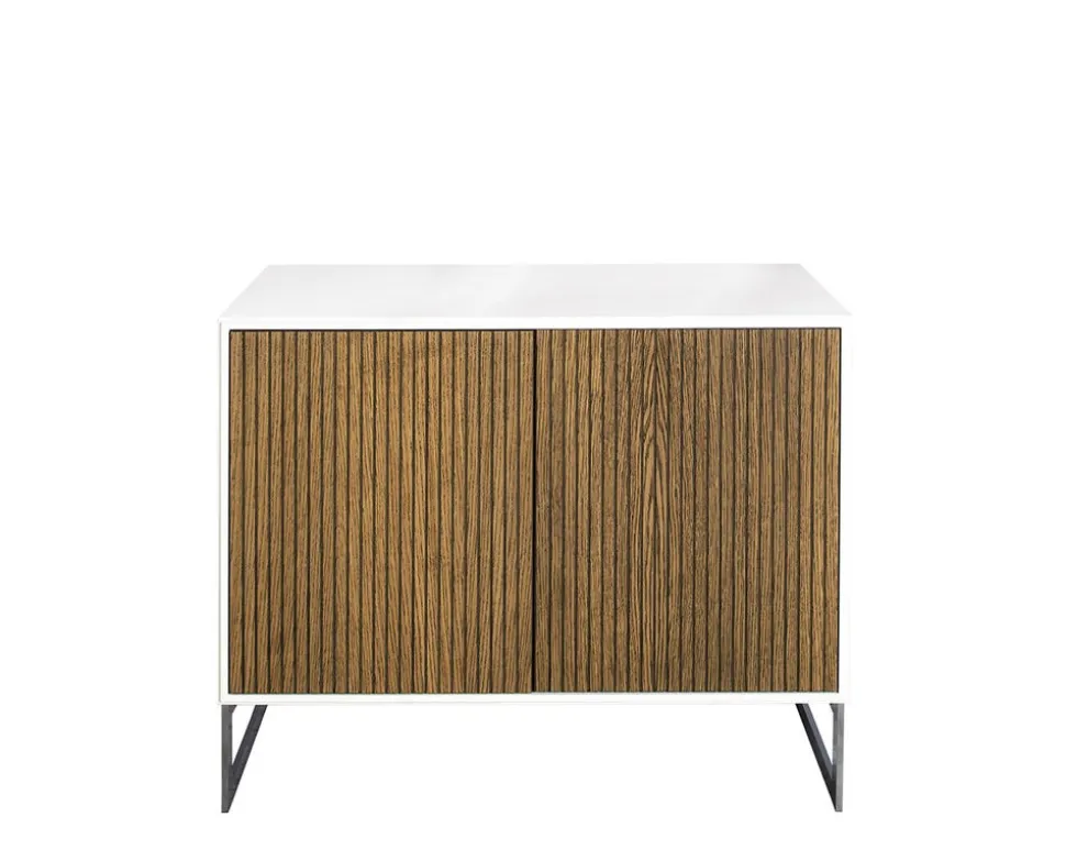 Line Skänk Burned Walnut/ White | 2 Dörrar
