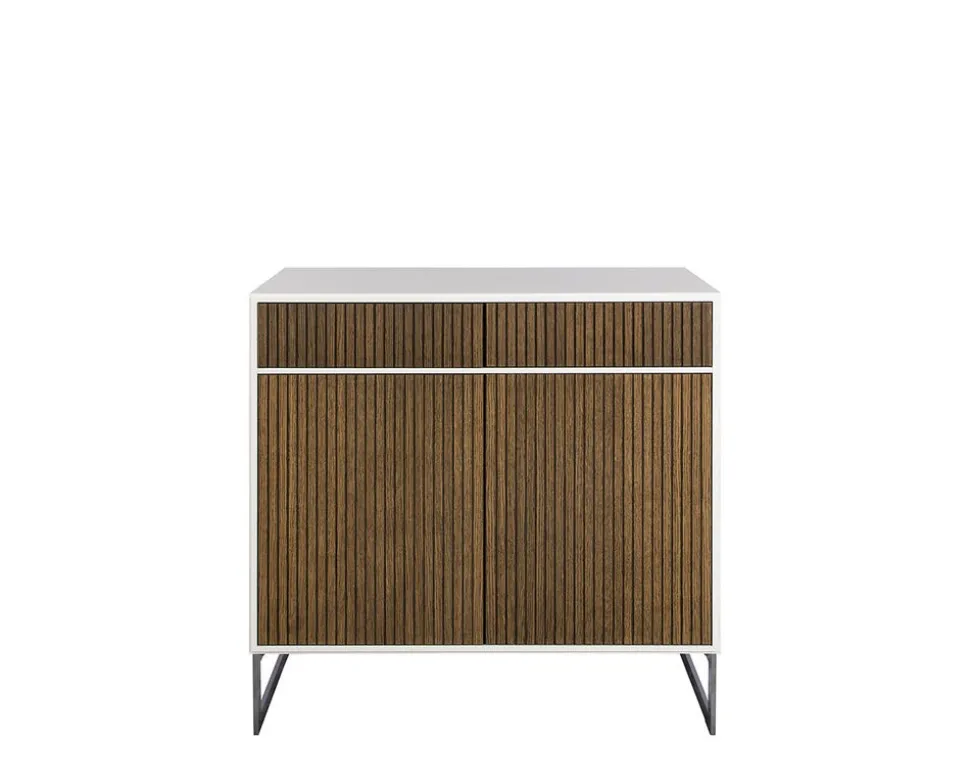 Line Skänk Burned Walnut/ White | 2 Dörrar 2 Lådor