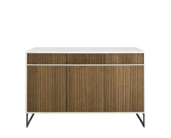 Line Skänk Burned Walnut/ White | 3 Dörrar 3 Lådor