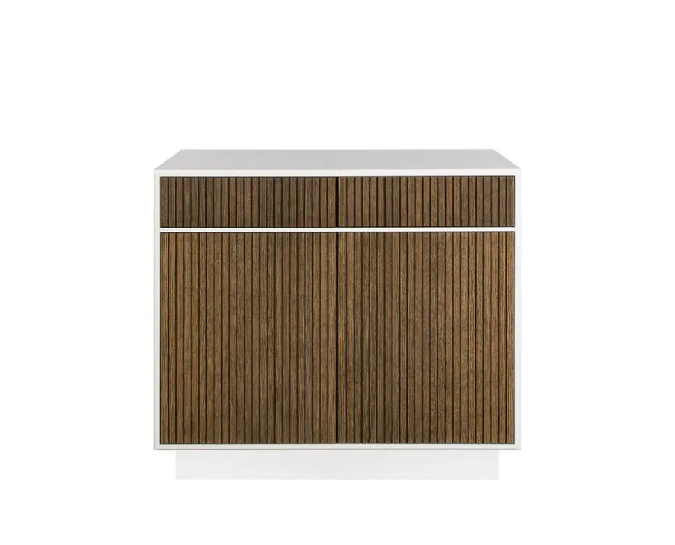 Line Skänk Burned Walnut/ White | 2 Dörrar 2 Lådor med Sockel