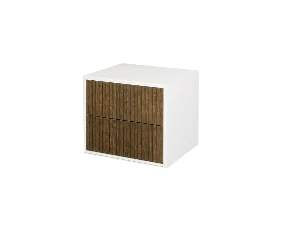 Line Sängbord Burned Walnut/White Vägghängd