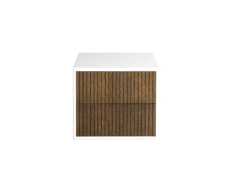 Line Sängbord Burned Walnut/White Vägghängd