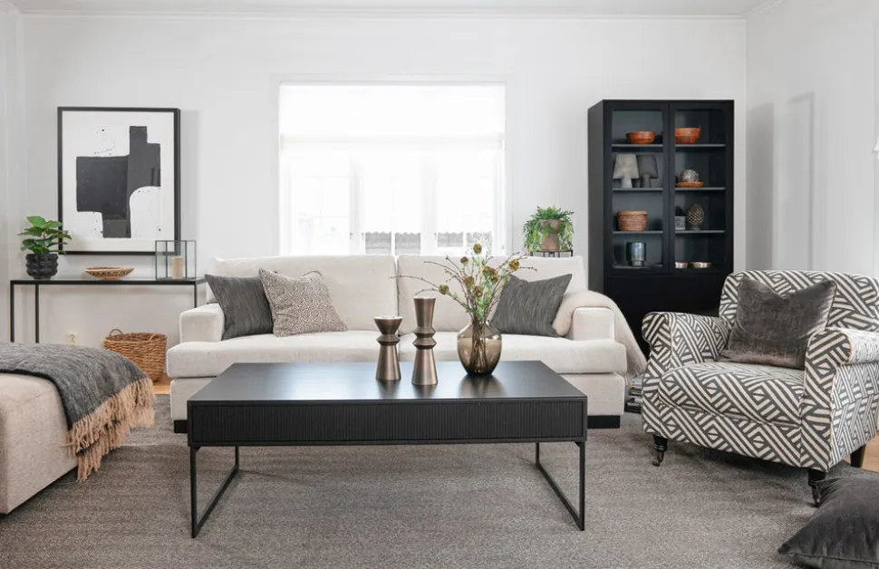 Line Soffbord Burned Walnut/ White 100x100