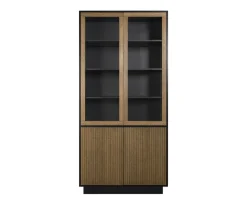 Line Vitrinskåp Burned Walnut/ Black med Sockel