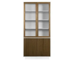Line Vitrinskåp Burned Walnut/ White med Sockel