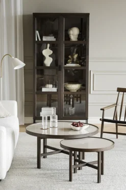 Marsden Soffbord Ø90 | Keramik / Brunlackad Ek