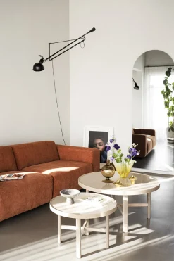 Marsden Soffbord Ø90 | Keramik / Vitpigm. Ek