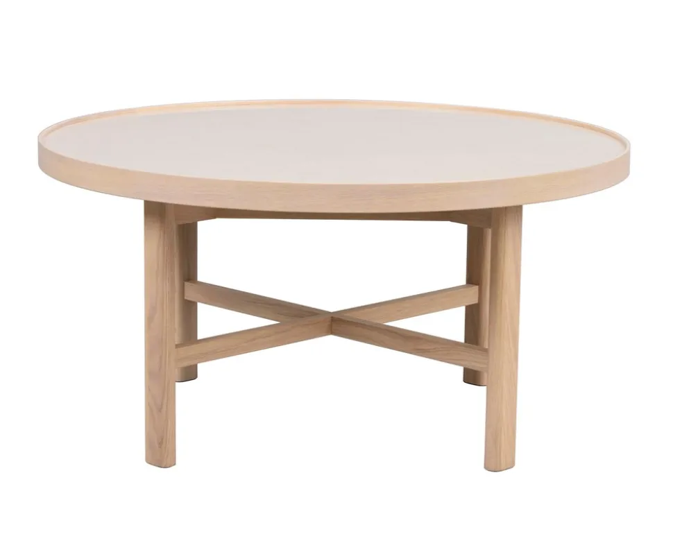 Marsden Soffbord Ø90 | Keramik / Vitpigm. Ek