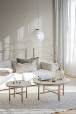 Marsden Soffbord Ø60 | Keramik / Vitpigm. Ek