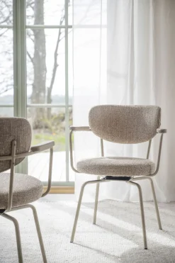 Merrick Karmstol | Mörkbeige | Beige Metall