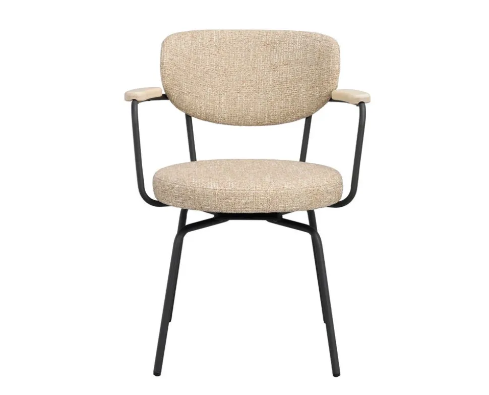 Merrick Karmstol | Mörkbeige | Svart Metall