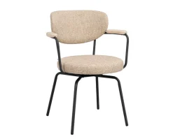 Merrick Karmstol | Mörkbeige | Svart Metall